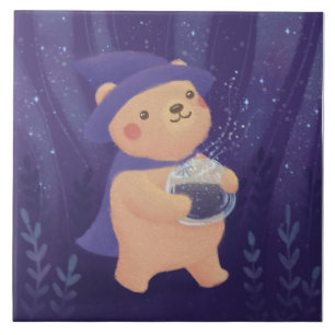 Azulejo Feliz Halloween: Teddy, el Ilustracion Brujo