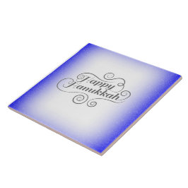 Azulejo Feliz Hanukkah de 2 tonos de fondo blanco azul