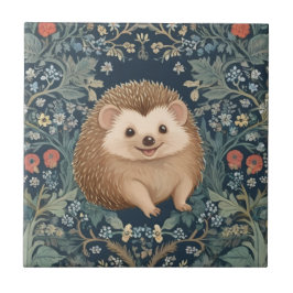 Azulejo Feliz Hedgehog William Morris estilo Floral derech