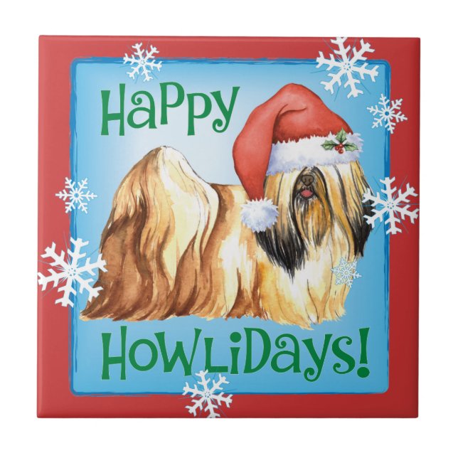 Azulejo Feliz Howlidays Lhasa Apso (Frente)