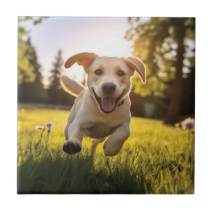 Azulejo Felíz Labrador Corriendo