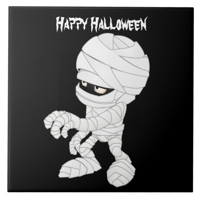 Azulejo Feliz momia de Halloween (Frente)