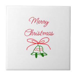 Azulejo Feliz Navidad arcos rojos con campanas de jingle v