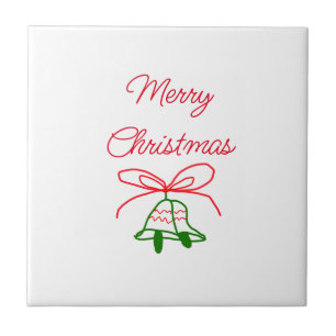 Azulejo Feliz Navidad arcos rojos con campanas de jingle v