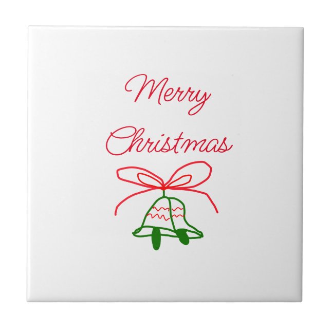 Azulejo Feliz Navidad arcos rojos con campanas de jingle v (Frente)