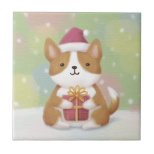 Azulejo Feliz Navidad: Arte de Ilustracion Corgi