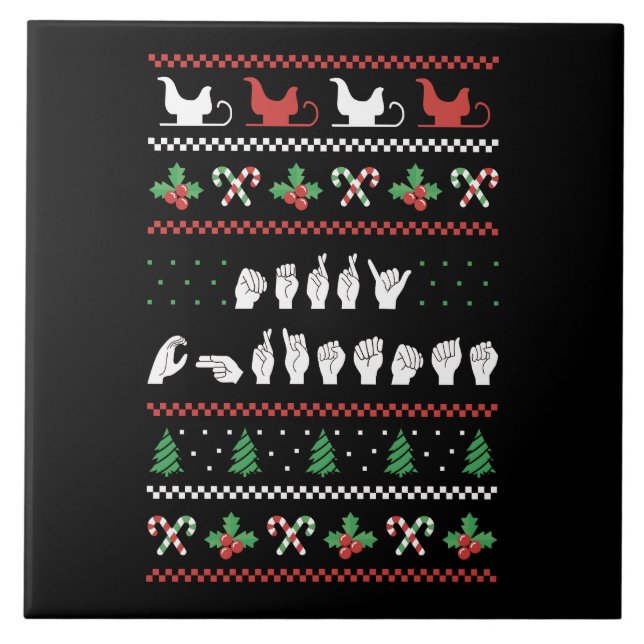 Azulejo Feliz Navidad - ASL American Rótulo Language I (Frente)