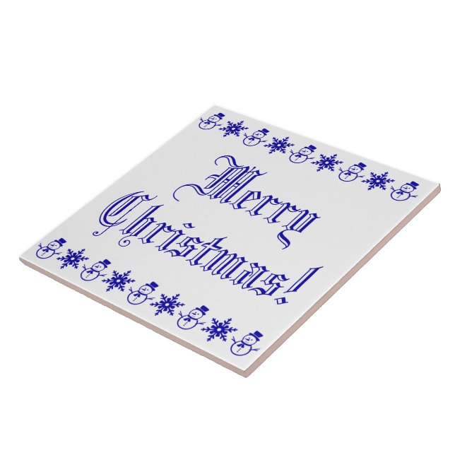 Azulejo Feliz Navidad Blue Snowflake Pattern (Lado)