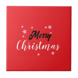 Azulejo Feliz Navidad Clásica Única Llanura Minimalista