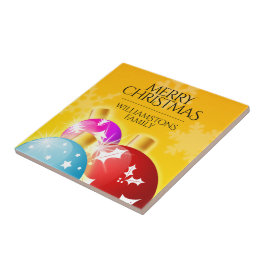 Azulejo Feliz Navidad con adornos festivos