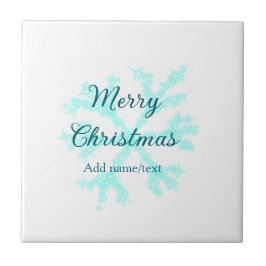 Azulejo Feliz Navidad copos de nieve azul purpurina chispa