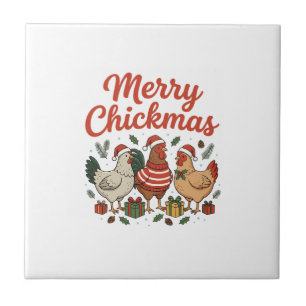 Azulejo Feliz Navidad de Pollo Chickmas