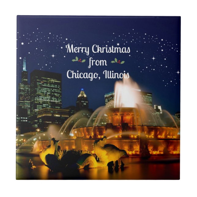 Azulejo Feliz Navidad desde Chicago, (Frente)