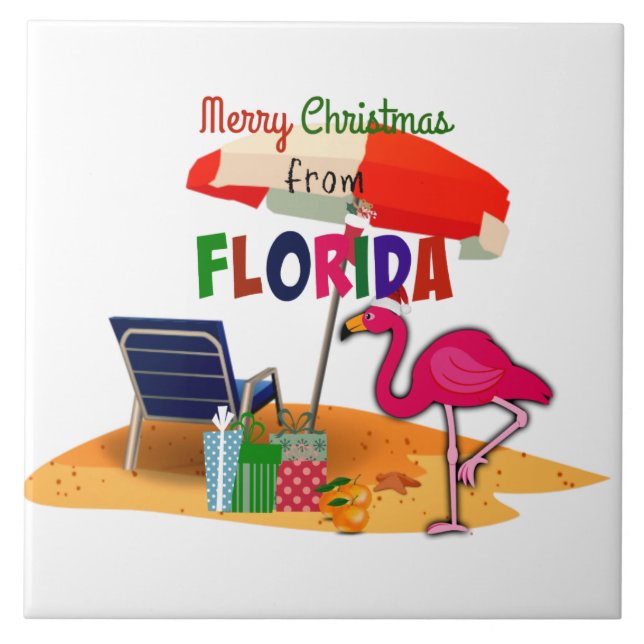 Azulejo Feliz Navidad desde Florida (Frente)