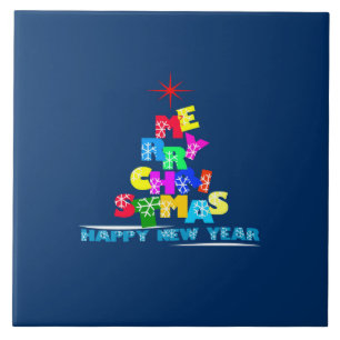 Azulejo Feliz Navidad Feliz Año Nuevo