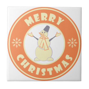 Azulejo Feliz Navidad feliz estilo de café famoso de nieve