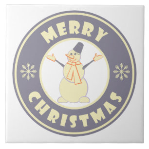 Azulejo Feliz Navidad feliz estilo de café famoso de nieve