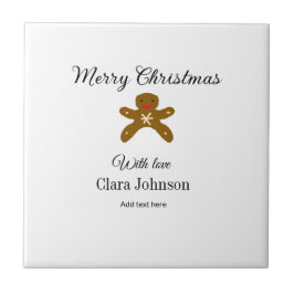 Azulejo Feliz Navidad galletas marrón agregar nombre con a