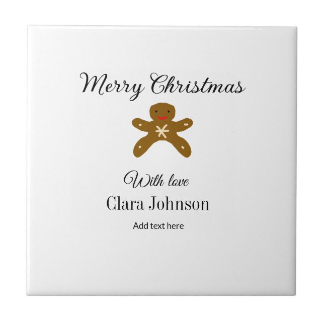 Azulejo Feliz Navidad galletas marrón agregar nombre con a (Frente)