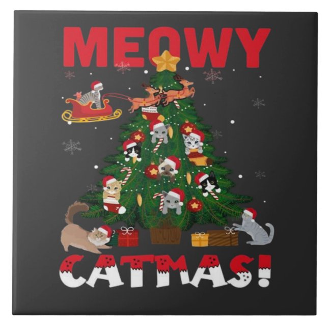 Azulejo Feliz Navidad gatuna (Frente)
