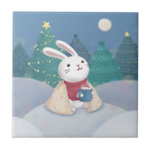 Azulejo Feliz Navidad: Ilustracion conejo