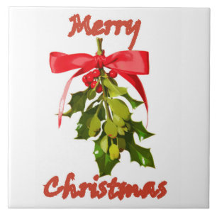 Azulejo feliz navidad mistletoe
