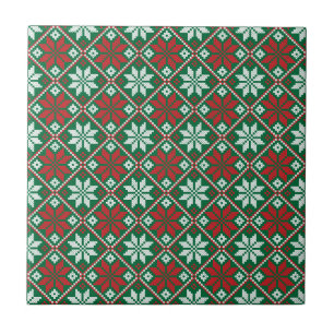 Azulejo Feliz Navidad patrón cruzado