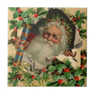 Azulejo Feliz Navidad Santa Claus Clásico antiguo