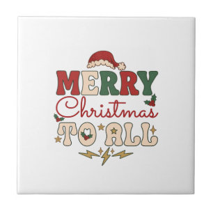 Azulejo Feliz Navidad Todo Sombrero de Santa Relámpagos Es