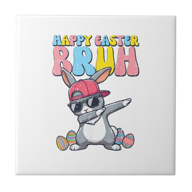 Azulejo Feliz Pascua Bruh Bunny Dab Rabbit Baile Chicos Ni (Frente)