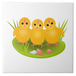 Azulejo Feliz Pascua, chicas amarillas sobre hierba verde