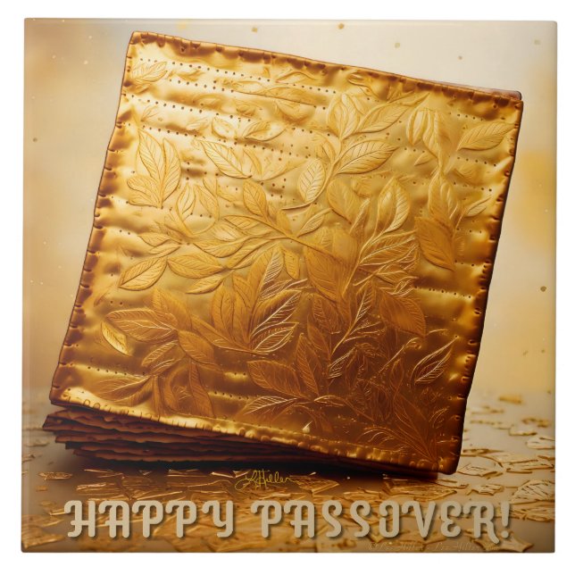 Azulejo ¡Feliz Pascua! Golden Matzah (Frente)