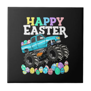 Azulejo Feliz Pascua Monster Truck Huevos de Pascua