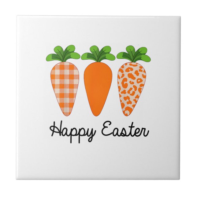 Azulejo Feliz Pascua Zanahoria Divertida Camiseta de Pascu (Frente)