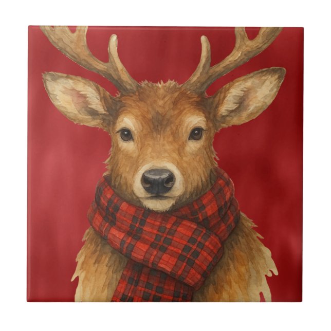 Azulejo Feliz reno navideño (Frente)