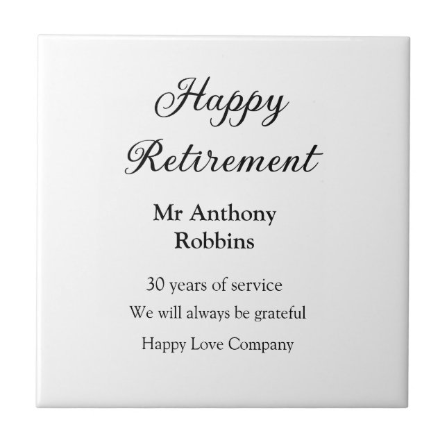 Azulejo Feliz retiro añadir nombre años de servicio jubila (Frente)