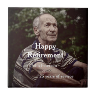 Azulejo Feliz retiro foto nombre años de servicio