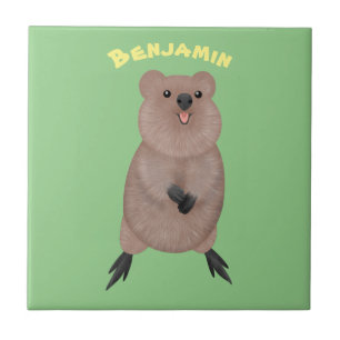 Azulejo Feliz y lindo diseño de personalizados de quokka