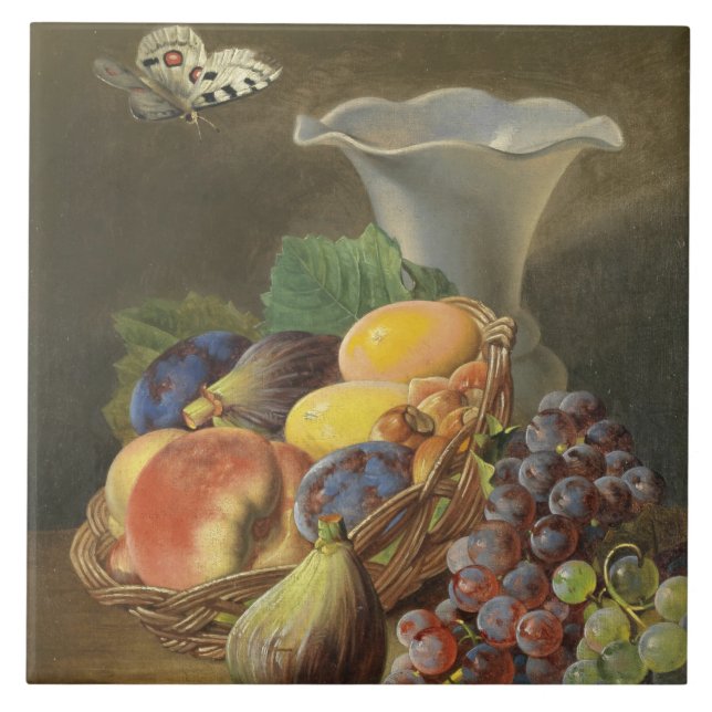Azulejo Ferdinand Kuss de época con frutas (Frente)