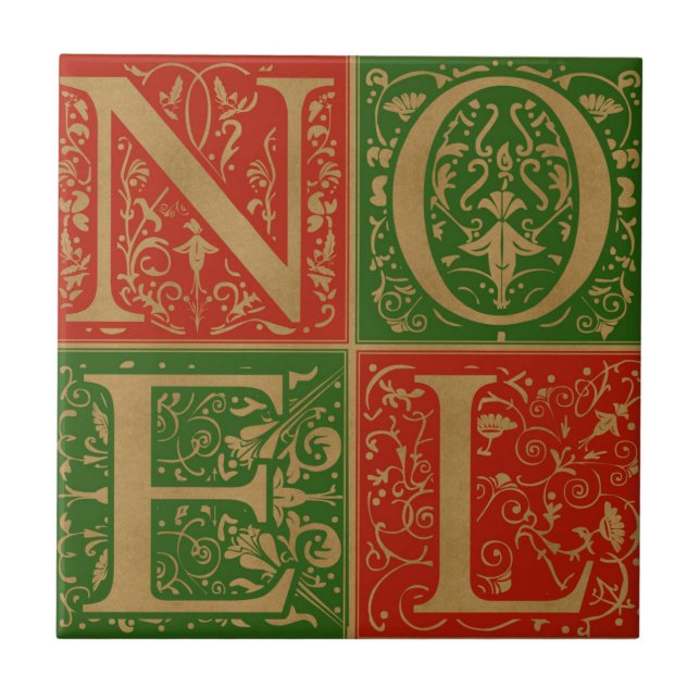 Azulejo Feriado decorativo Noel Retro (Frente)
