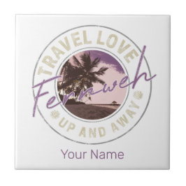 Azulejo Fernweh Acompañante De Viajes De Palm Y Beach Vint