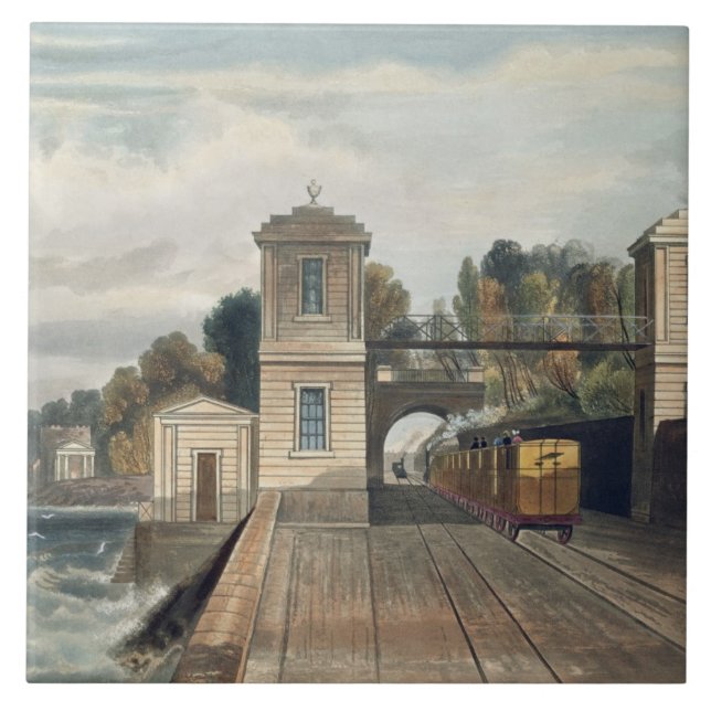 Azulejo Ferrocarril de Dublín y de Kingstown: Pabellones (Frente)