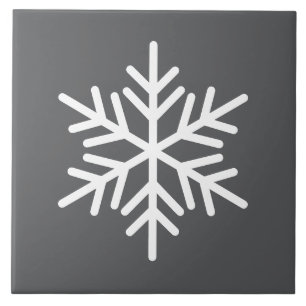 Azulejo Festividad De Copo De Nieve Nórdico Blanco En Gris