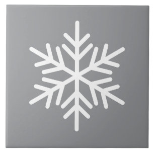 Azulejo Festividad De Copo De Nieve Nórdico Blanco En Gris