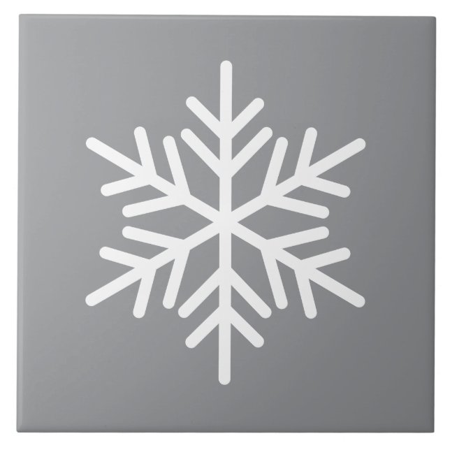 Azulejo Festividad De Copo De Nieve Nórdico Blanco En Gris (Frente)