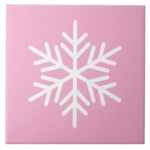 Azulejo Festividad De Copo De Nieve Nórdico Blanco En Rosa