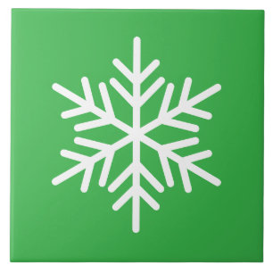 Azulejo Festividad De Copo De Nieve Nórdico Blanco En Verd