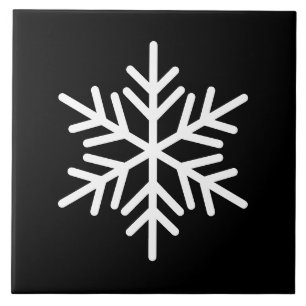 Azulejo Festividad De Copo De Nieve Nórdico Blanco Sobre N