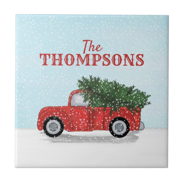 Azulejo Festividad de invierno de árboles de navidad de ca (Frente)