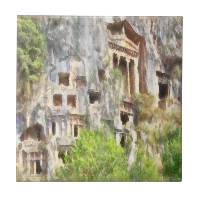 Azulejo Fethiye Ancient Lycian Tumba acuática (Frente)